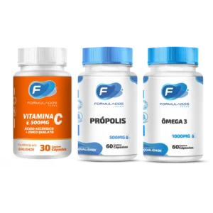 kit imunidade - Vitamina C + Zinco + Própolis + Ômega 3