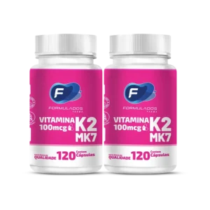 KIT 2 potes de Vitamina K2 Mk7 100mcg 120 Cápsulas